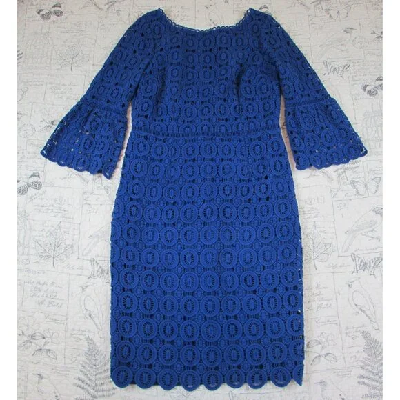 Perfect Boden Rhiannon Lace Dress Opulant Blue Sheath Cocktail Wedding Guest 10R - Picture 2 of 10